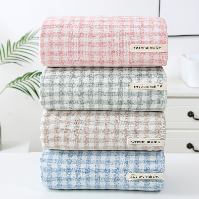 毛巾厂家直销双面大毛巾家用洗脸加大面巾纱布毛圈多用浴巾|ru