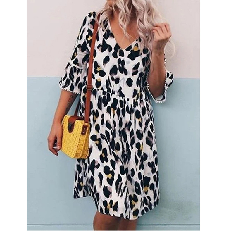 summer new style women s loose V-neck printed dress NSKX5985