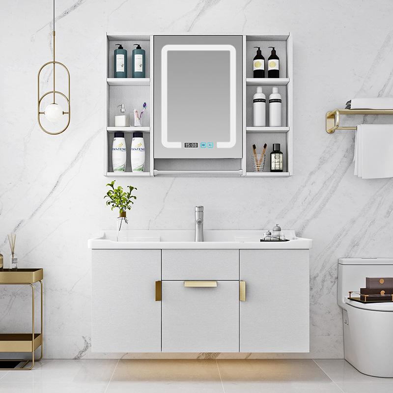 solid wood Bathroom cabinet Wash your hands Washbasin combination Basin Cabinet Wash station intelligence Mirror cabinet TOILET Bathroom cabinet combination