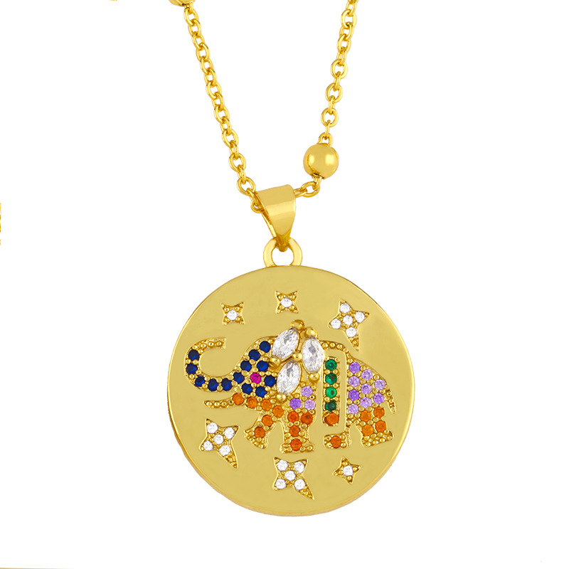 Round Medal Gold Coin Pendant Necklace display picture 5