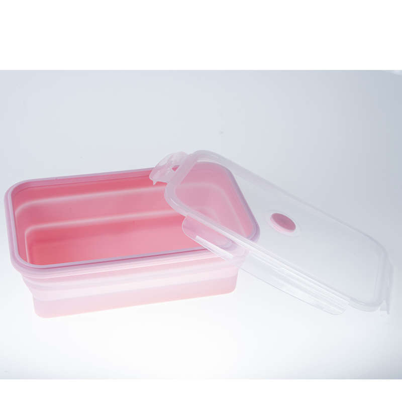 Spot venta directa de silicona cuadrada cuatro piezas plegable caja de almuerzo caja fresca al aire libre caja de almuerzo 1200ml caja de almuerzo