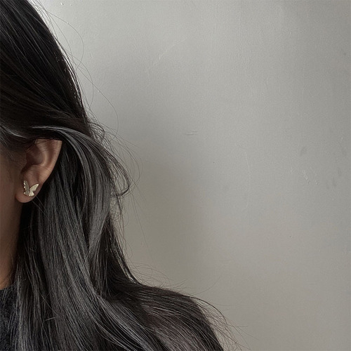 S925 Silver Needle Korean Retro Temperament Simple Super Fairy Girl Butterfly Earrings Small and Versatile Internet Celebrity Earrings for Women