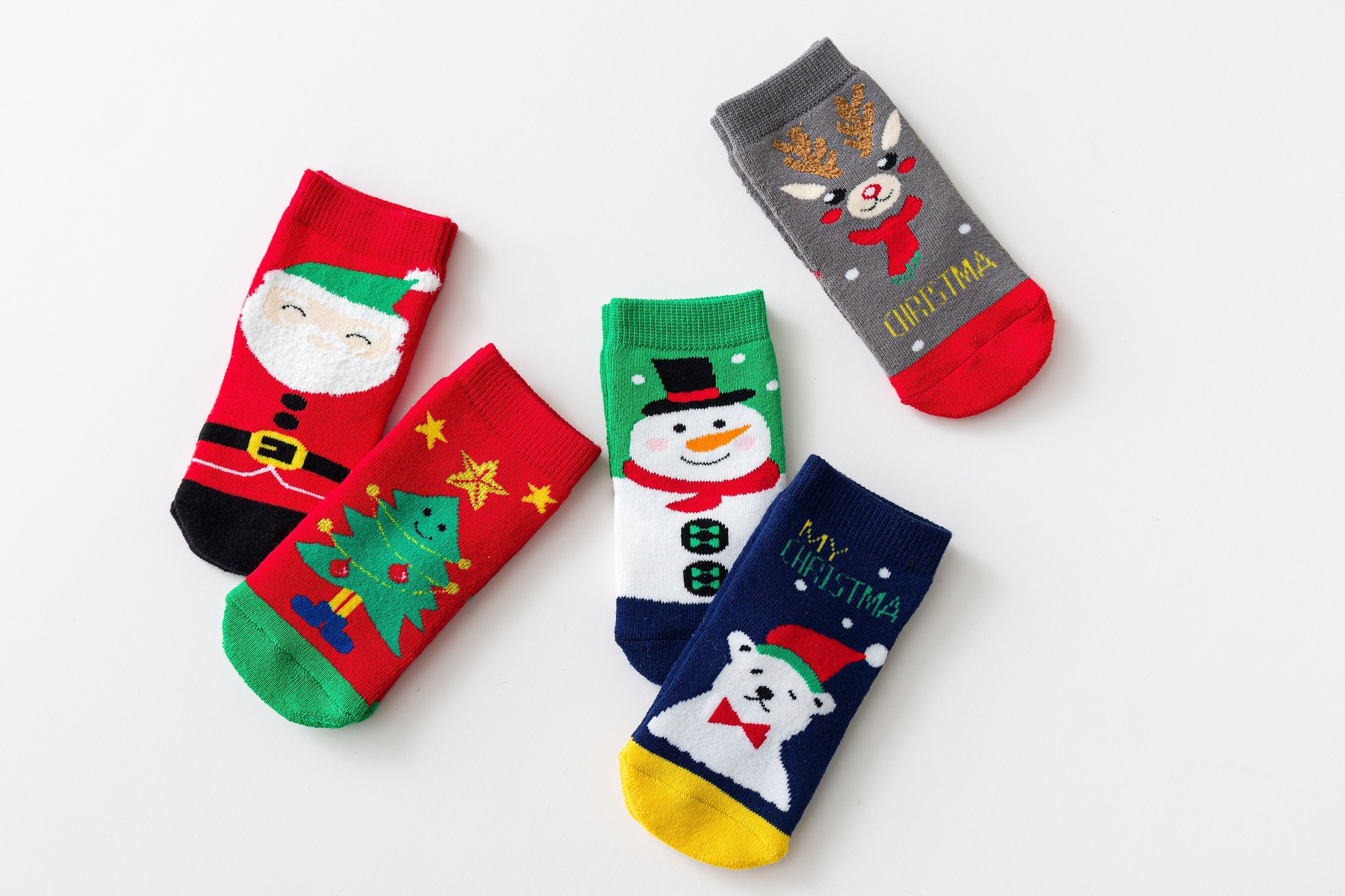 Enfants Mignon Sapin De Noël Coton Fait Main Crew Socks 2 Pièces display picture 2