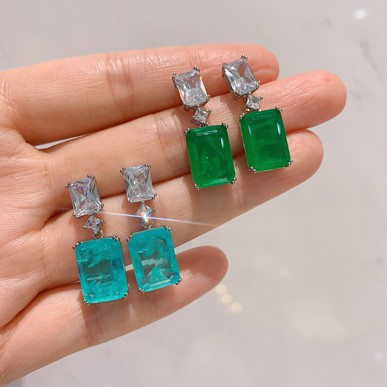 1 Pair Quantity Daily Occasion Copper, Gold Plated Material Retro Square Copper Gold Plated Inlay Zircon Drop Earrings 1 Pair
