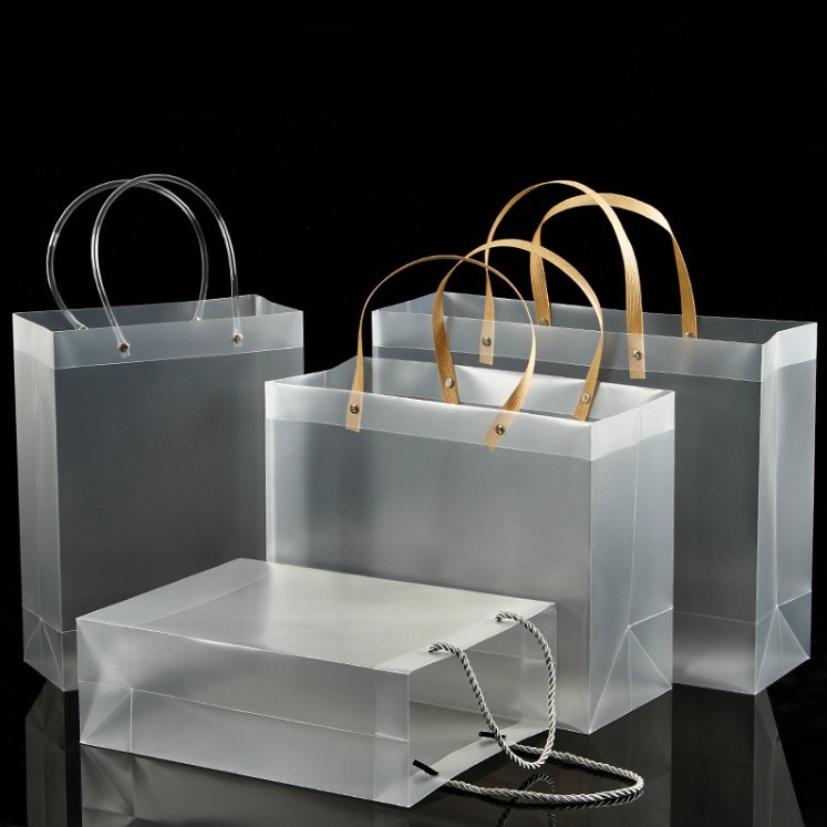 pp手提袋环保伴手礼透明磨砂广告礼品购物服装乳白透明塑料手提袋