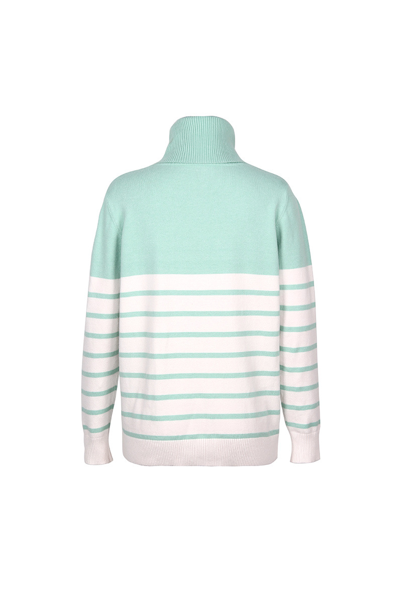 autumn and winter high-neck striped sweater blouse NSDY7671