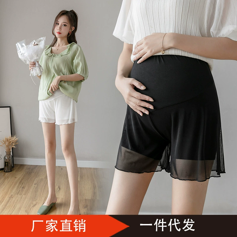 Шорты для беременных, летние повседневные штаны из трех частей с защитой от воздействия, высокая талия, ограниченная Брюшная одежда, весенне-летняя верхняя одежда, тонкая одежда для беременных, леггинсы