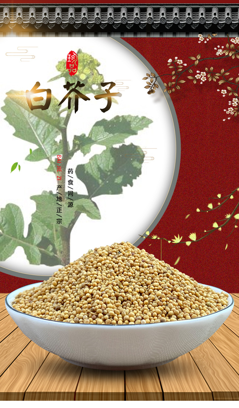 White Mustard Seed Bai Jie Zi 500g Dried Herbal Seeds for Decoction and Culinary Use overview