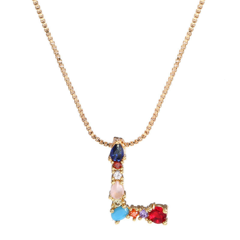 Collier Creative Collier Pour Femmes Européen Et Américain Clavicule Chaîne Micro-incrusté Couleur Zircon 26 Lettres Collier Pour Les Femmes display picture 2