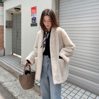 新款韩版仿皮草外套女宽松天鹅绒水貂裘皮大衣显瘦短款厂家批发