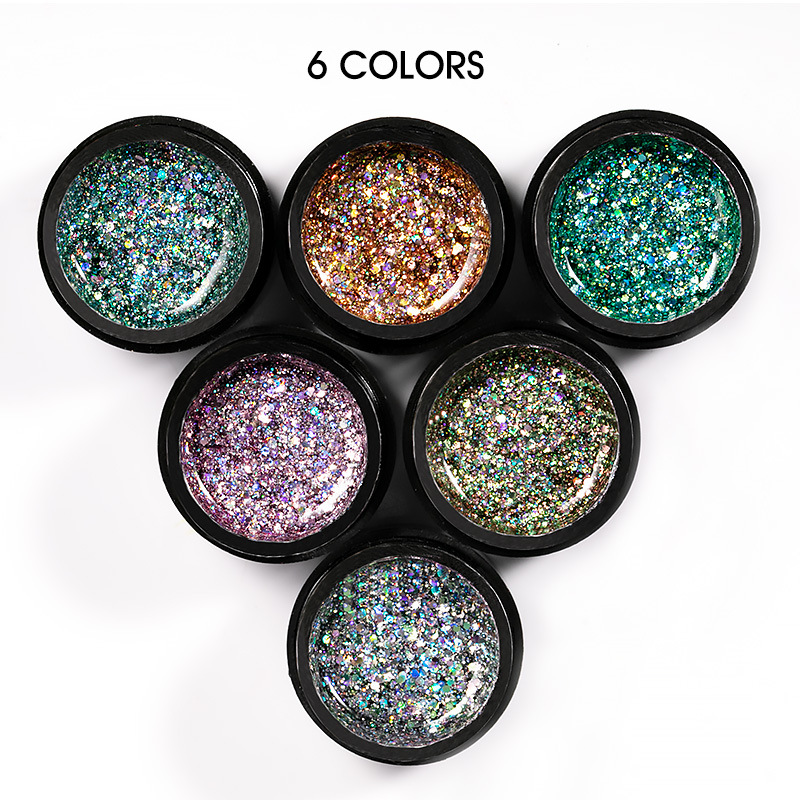 rosalind星耀鉆石膠5ML 美甲新款爆閃指甲油膠七彩亮片UV膠芭比膠