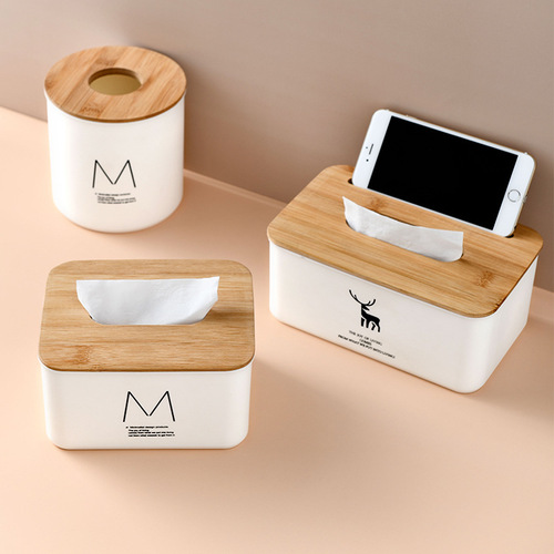 Home hotel bamboo cover tissue box living room coffee table creative napkin storage Nordic desktop simple tissue box
