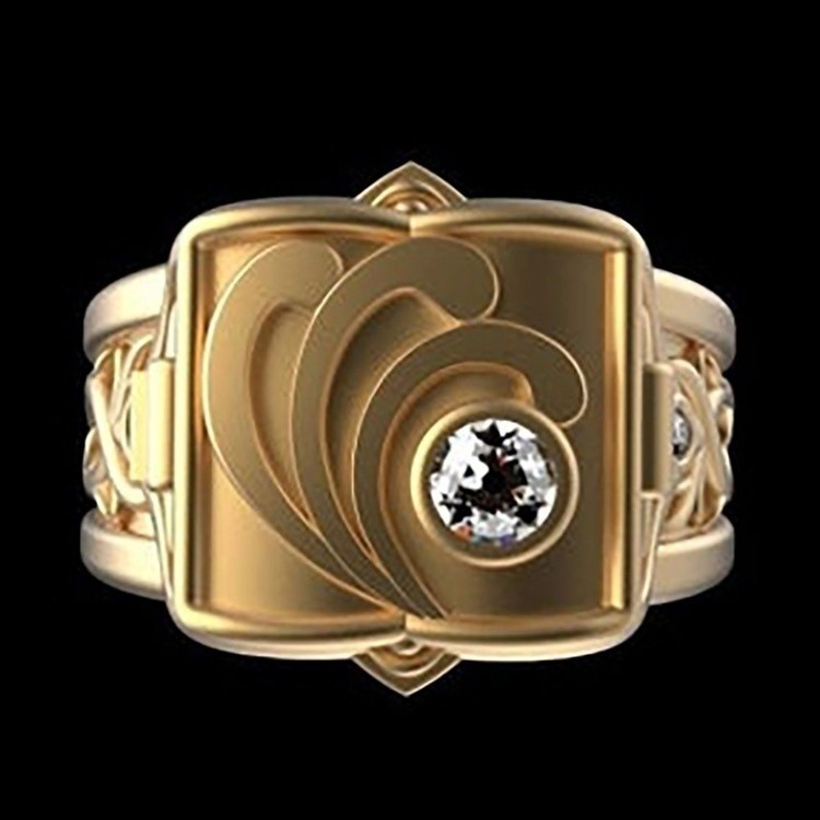 Zhenrong deseo transfronterizo popular hip hop punk 18K chapado en oro anillo de los hombres europeos y americanos caja Flip anillo