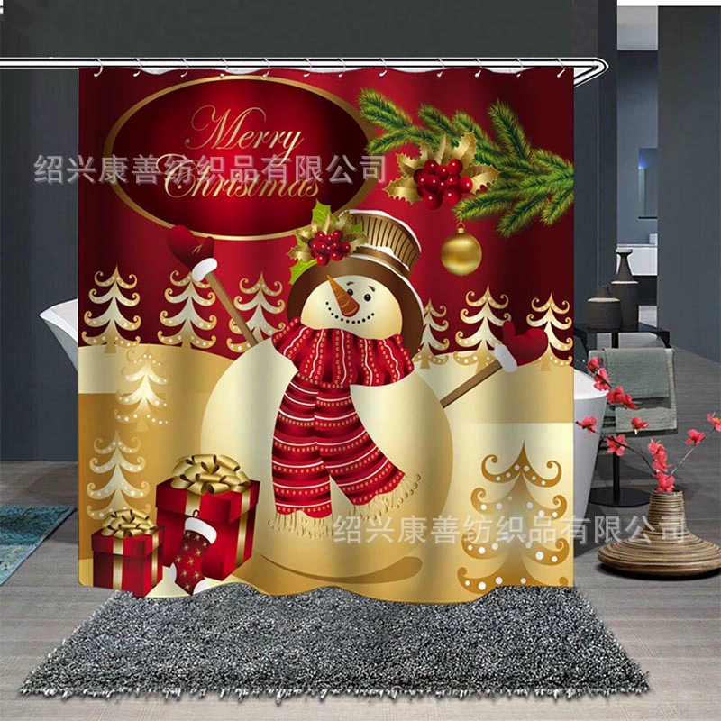 Scandinavian Christmas waterproof curtain, increased thickness, polyester