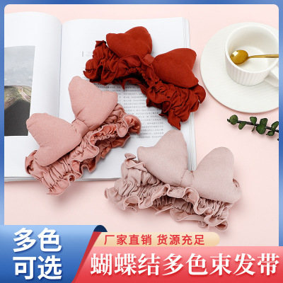 镶边立体大蝴蝶结宽边发带 化妆洗脸敷面膜发箍女 发饰批发定制