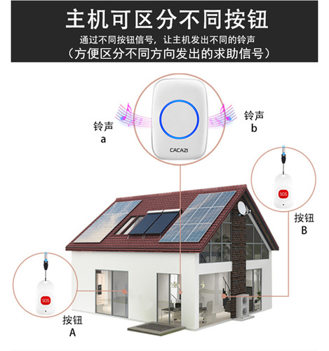 Old Person Call Button Wireless Home Patient Bedside One-Touch Emergency Call Bell Remote Call Bell Alarm