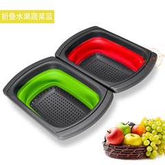 Square Expandable Plastic Fruit Basket Folding Drain Basket Filter Basket Vegetable Wash Basin Vegetable Wash Basket