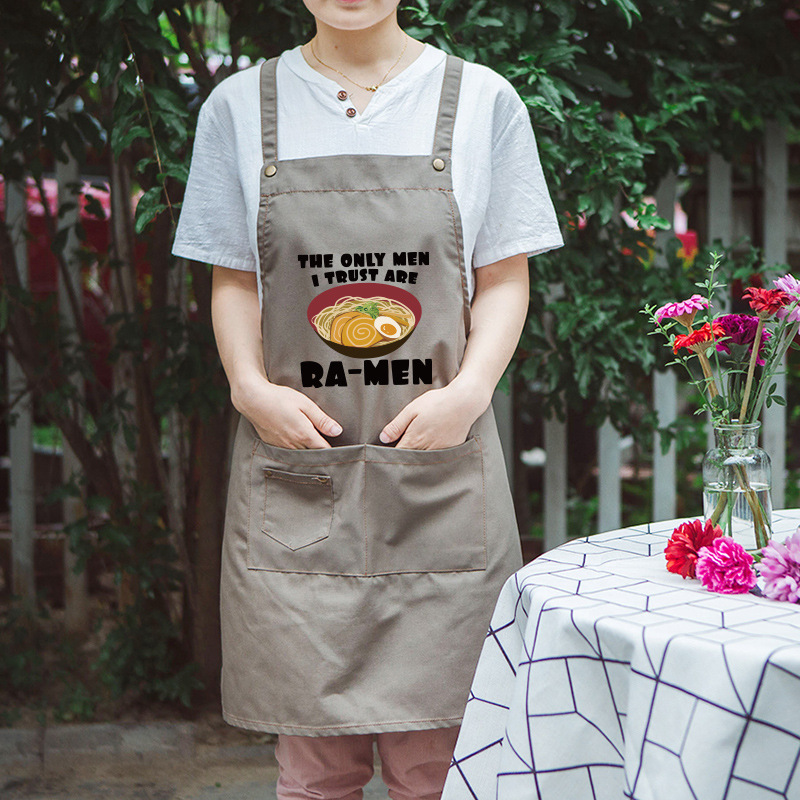 Delantal de cocina de moda coreana anti-incrustante a prueba de aceite sin mangas imprimible cocina trabajo hogar hombres y mujeres pareja LOGO