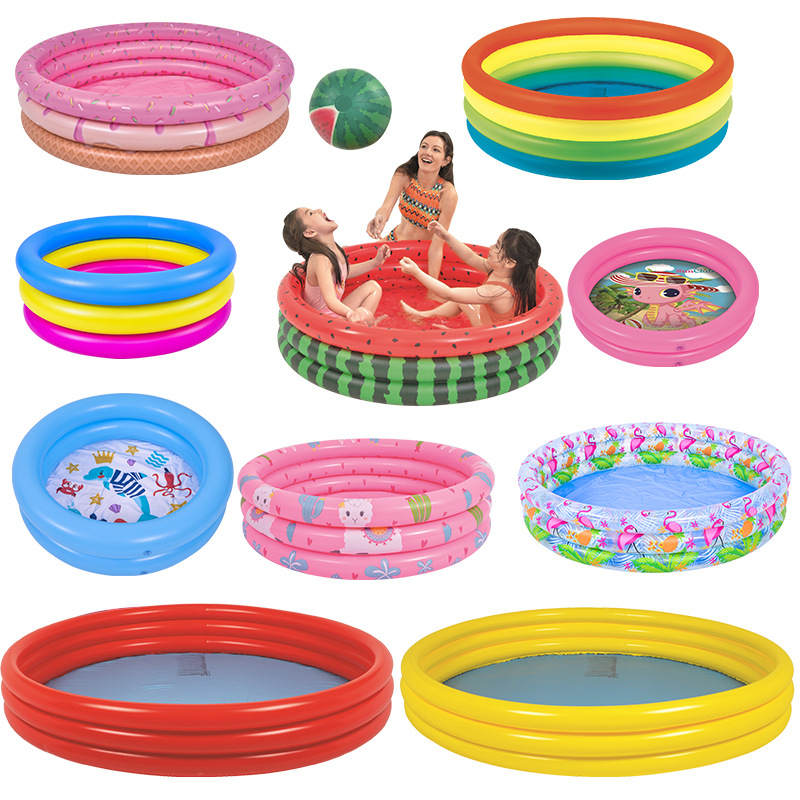 jilong三环印花充气海洋球儿童游泳池家用戏水西瓜游泳戏沙玩具
