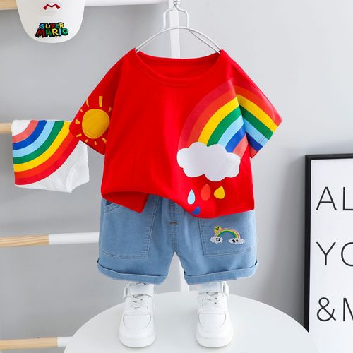 Children's clothing summer 1-3 year old boys cute suit foreign trade baby boy short-sleeved two-piece set baby short-sleeved 0 shorts