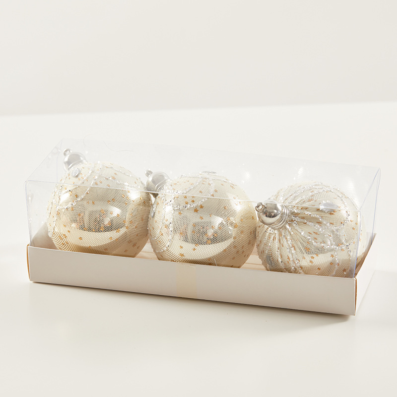 6cm 8cm bola de oro de Navidad bola pintada bola galvanizada dibujada a mano caja de regalo de decoración de Navidad colgante