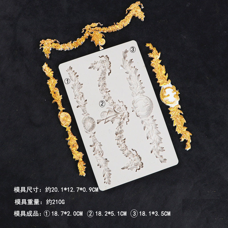 Estilo europeo en relieve molde de silicona fondant decoración de la boda herramienta de molienda para hornear ritmo seco molde de chocolate molde de la torta