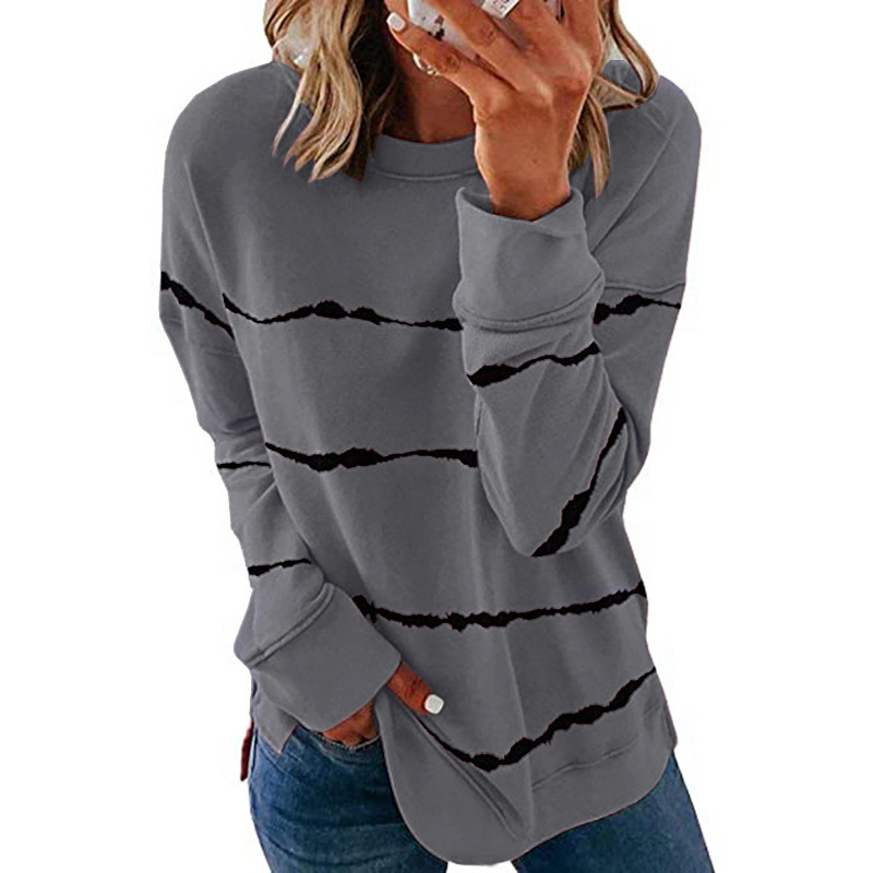 Women's Hoodie Long Sleeve Hoodies & Sweatshirts Printing Casual Stripe Solid Color display picture 20