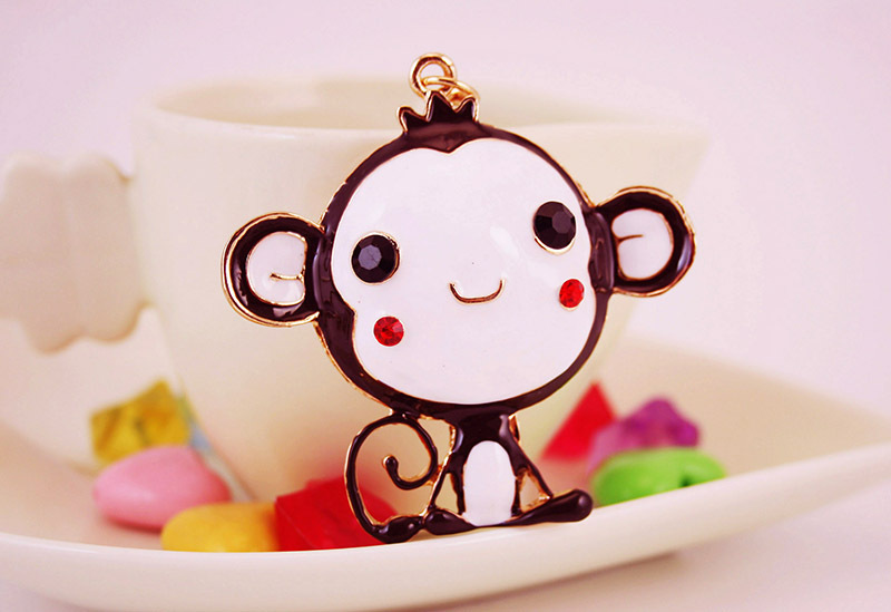 45g Weight Keychain Classification Metal Material Cartoon, Doll, Monkey Pattern Unisex Gender Cute Style Red, Blue, Yellow, Black Color Cartoon Doll Monkey Keychain Metal Unisex Cute Keychain 9