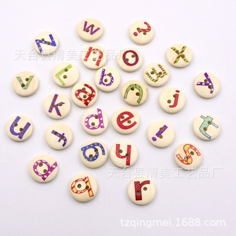 15mm pintado impreso botón madera decorativo impreso Bowl hebilla/Pan hebilla 100 un paquete