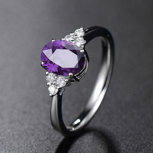 Retro glass wedding ring, sophisticated fashionable jasper, with gem, simple and elegant design