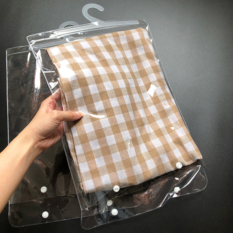 现货pvc衣架纽扣袋超透加厚透明服装包装袋小号挂钩塑料袋27*35+5