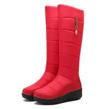 雪地靴冬季防水羽绒棉女式中筒靴圆头厚底加厚毛舒适保暖棉鞋女靴
