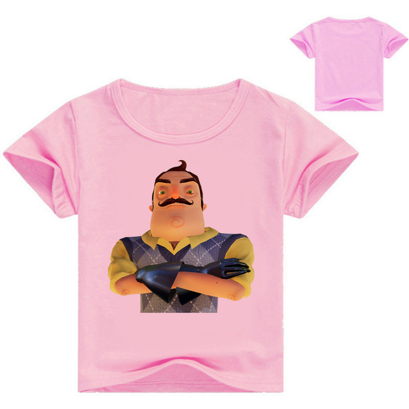 2020外贸童装爆款卡通头像印花圆领短袖T恤上衣男孩T063