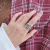 Brand fashionable retro ring, silver 925 sample, on index finger