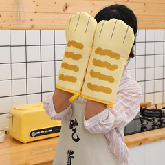 Cross-border household kitchen heat-insulating gloves oven baking gloves heat-resistant anti-scald microwave gloves polyester gloves