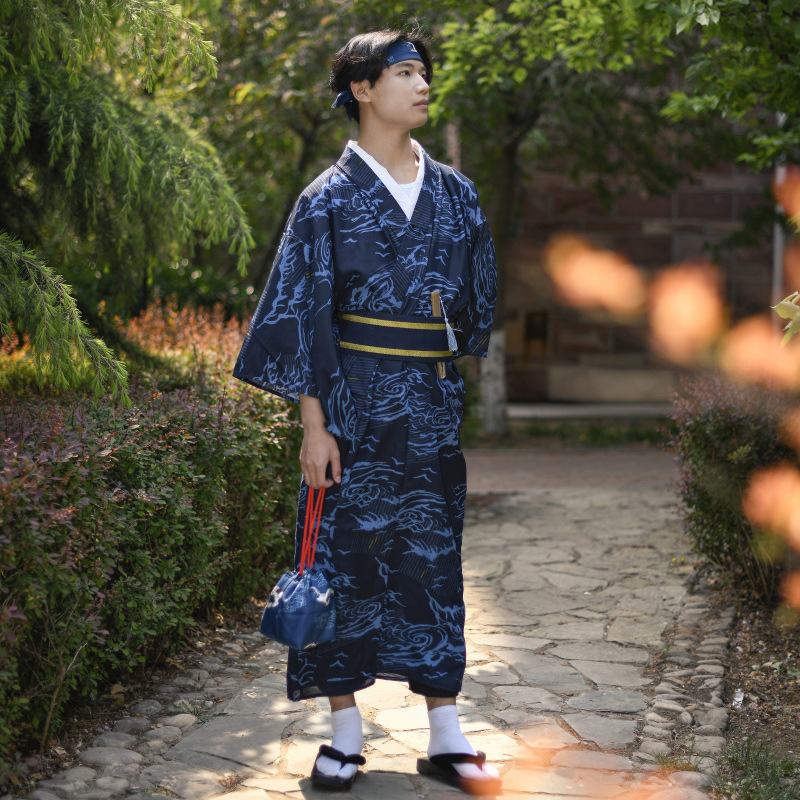Japanese traditional men's kimono bathrobe pajamas spark assembly kimono formal suit ironing-free six-piece set Japanese traditional men's kimono bathrobe pajamas spark assembly kimono formal suit ironing-free six-piece set