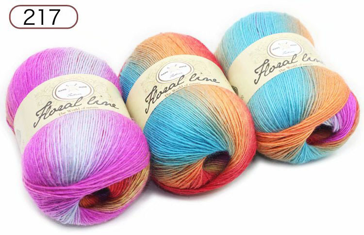 Una sola hebra sección teñida hilo degradado color lana tejida a mano bufanda sombrero lana Arco Iris lana al por mayor