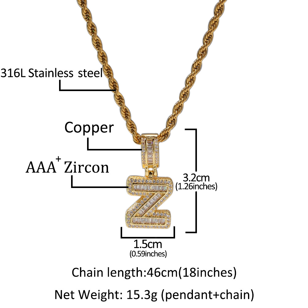 Fashion Letter Copper Inlay Zircon Pendant Necklace 1 Piece