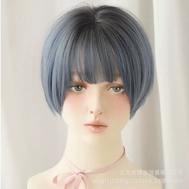 假发女短发自然蓬松渐变波波头高温丝整顶头套长直发网红款长卷发