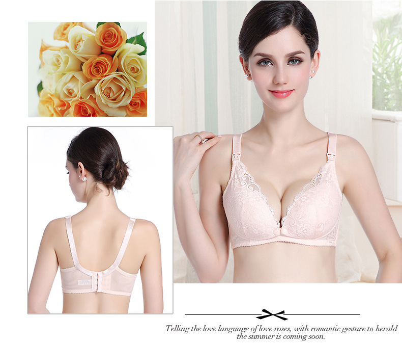 comfortable and breathable lace front buckle breastfeeding bra NSXY7516