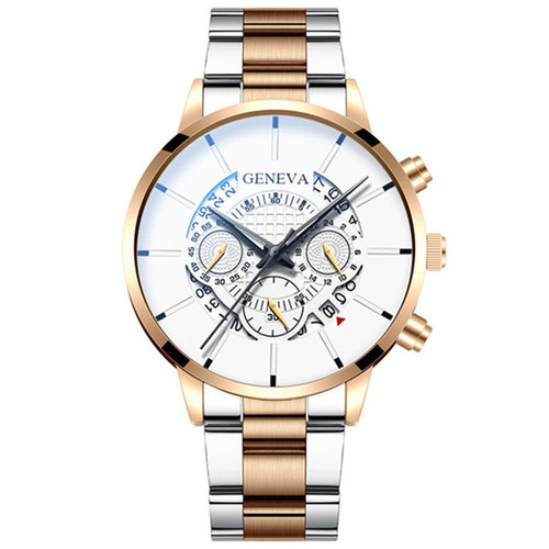 Cross-border foreign trade business casual watch perspective hollow non-mechanical men's alloy steel band calendar men's watch quartz watch