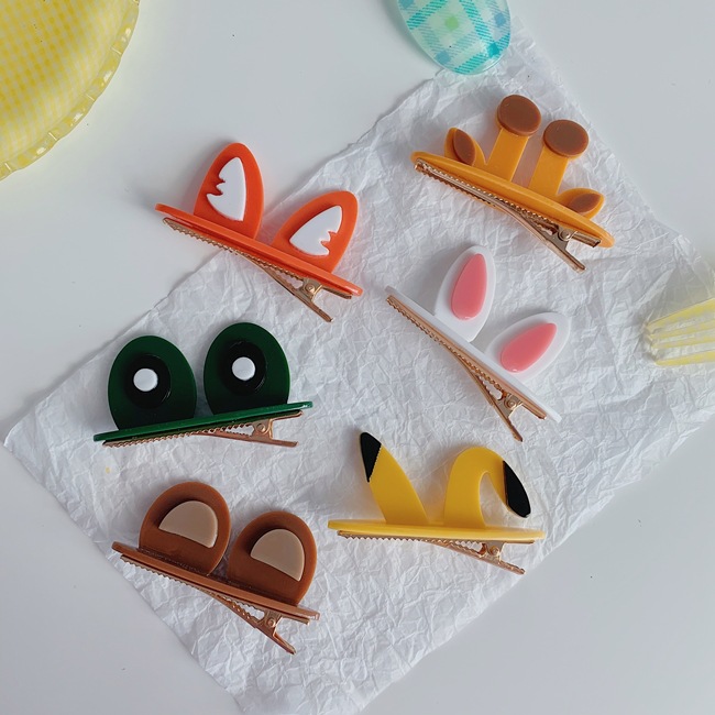 Korea Cartoon Rabbit Ear Hairpin Three-dimensional Cute Duckbill Clip Bear Hairpin Wholesale display picture 5