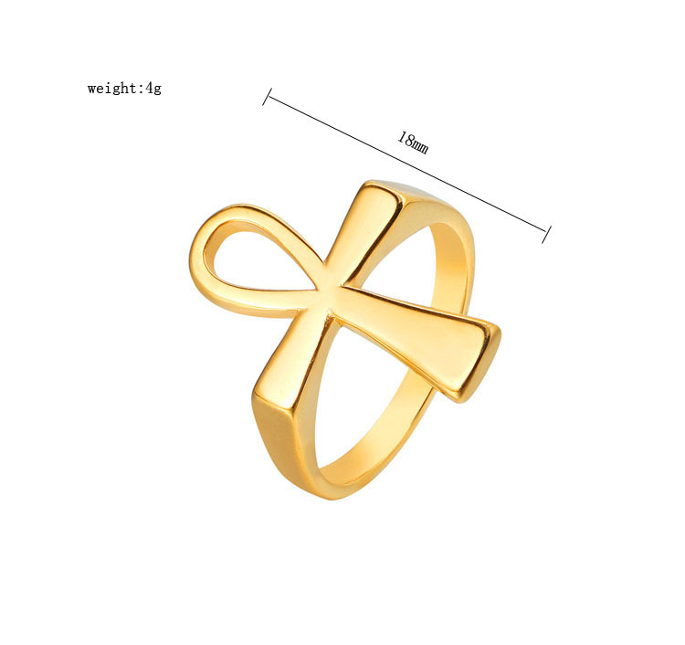 7g Weight Ion Plating (IP) Gold Plating Process Wholesale Jewelry Casual Simple Style Cross 304 Stainless Steel 18K Gold Plated Rings