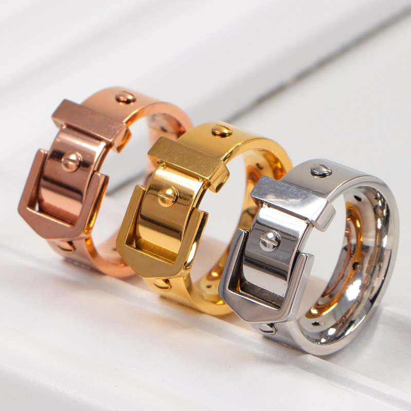 Unisex Gender Plating Design 1 Piece Fashion Rhombus Titanium Steel Plating Rings