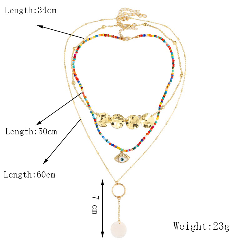 Long Trois Oeil De Diable Riz Perle Multi-couche Collier Bohème Tissé Pendentif En Gros Nihaojewelry display picture 1