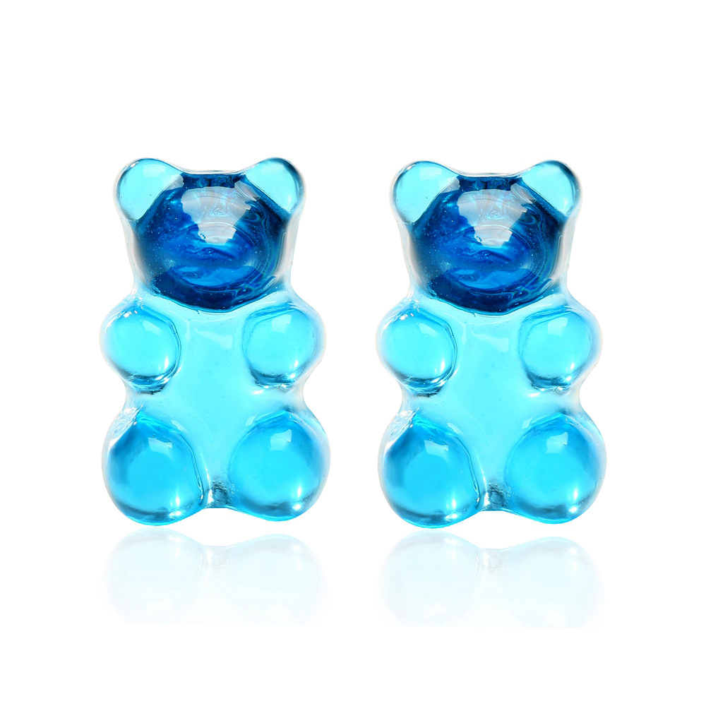 Nuevos Aretes De Color Caramelo De Oso De Gelatina Pendientes De Oso De Dibujos Animados Creativos Coreanos Al Por Mayor Nihaojewelry display picture 4