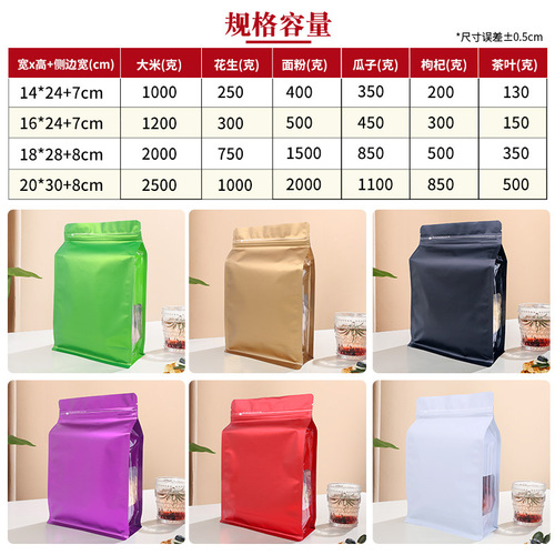 Colorful food bags with eight sides sealed thickened aluminum foil cat and dog food feed sealed bags bird food self-sealing tea packaging bags