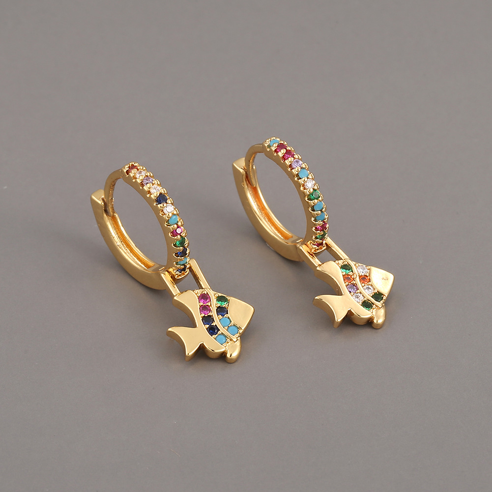 Wholesale Copper Zircon Tropical Fish Earrings display picture 4