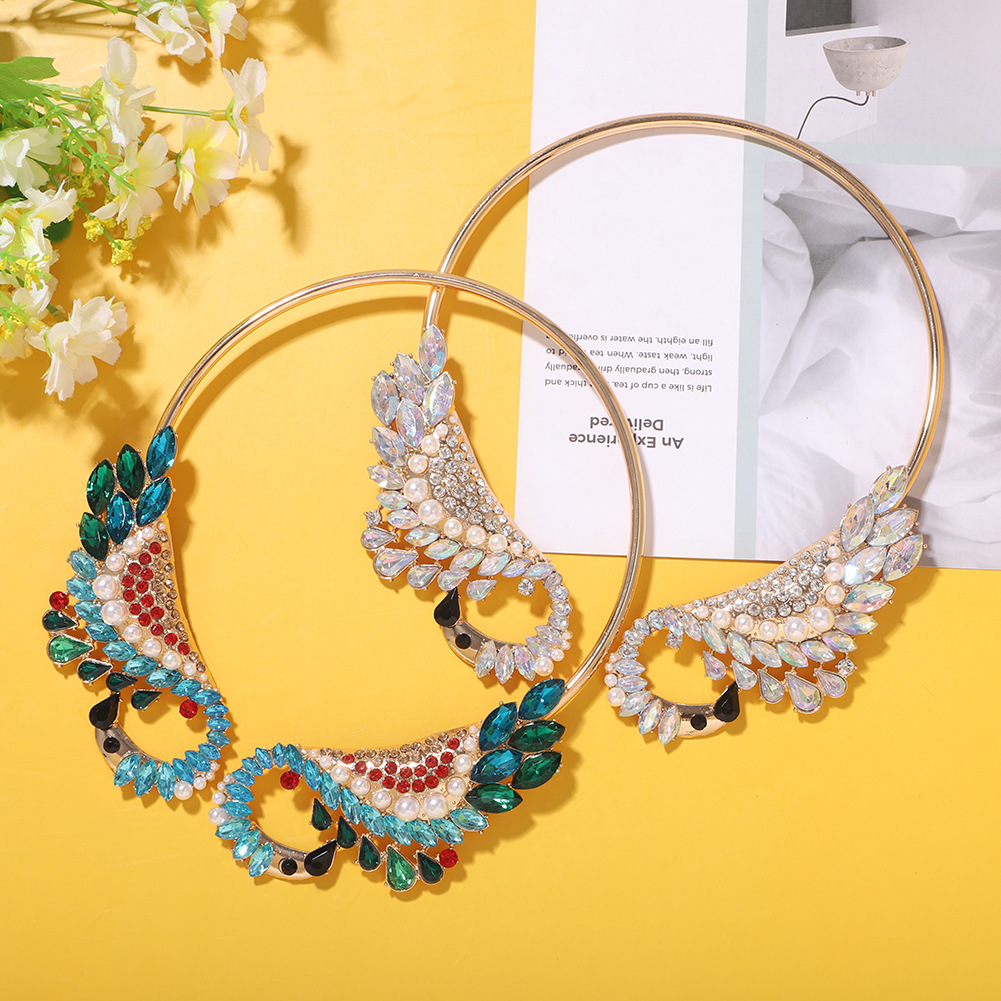 New   Fashion  Colorfut Full Of Diamond Alloy  Peacock Shape Necklace  Wholesale display picture 6