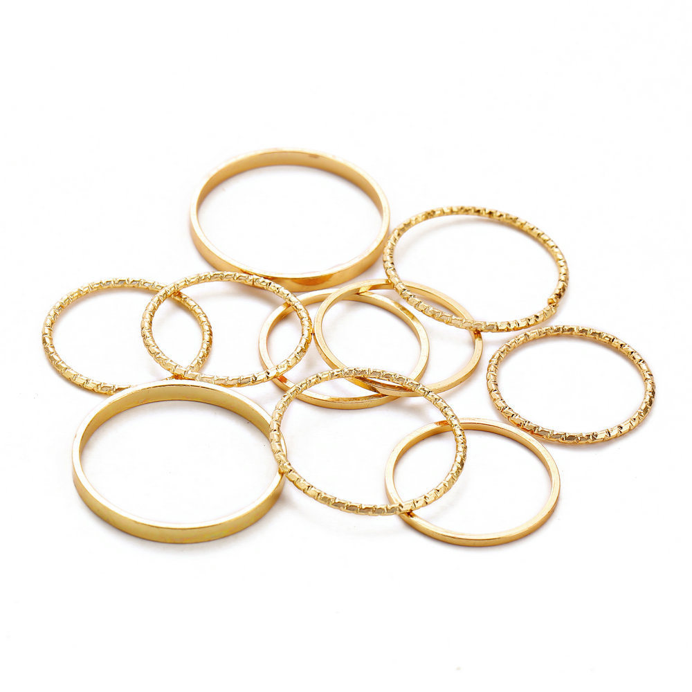 Alloy Creative Simple Retro Ten-piece Joint Ring Set display picture 1